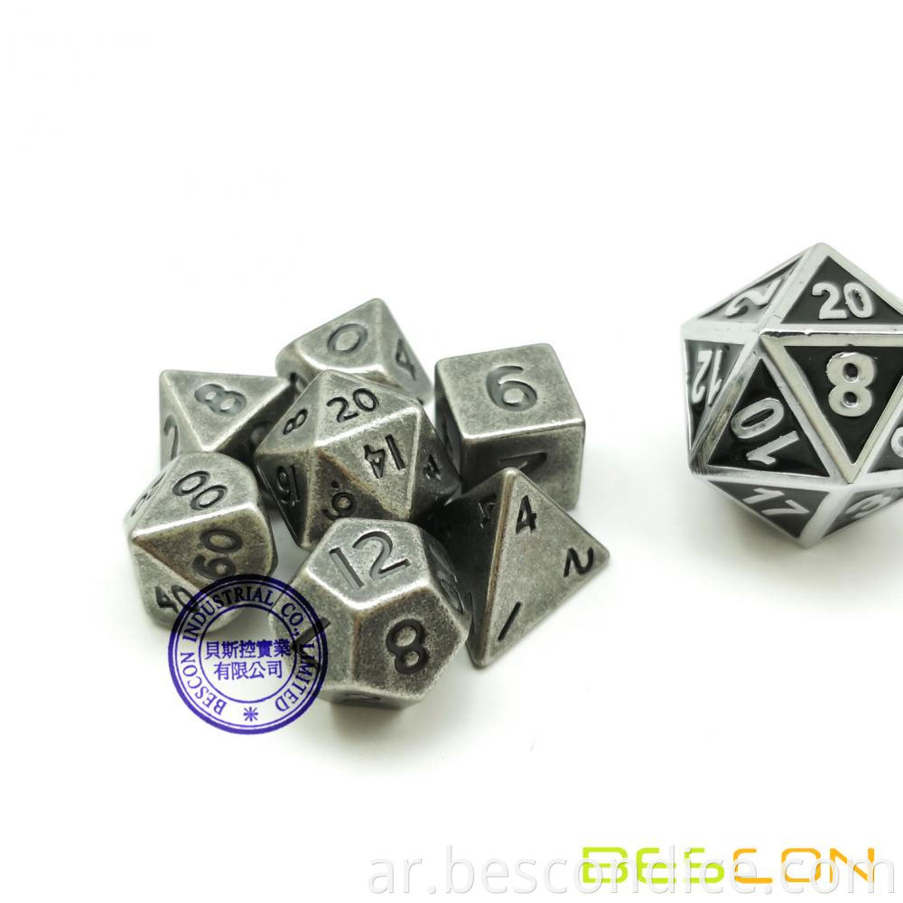 10mm Mini Solid Metal Dice Set Old Nickle 3